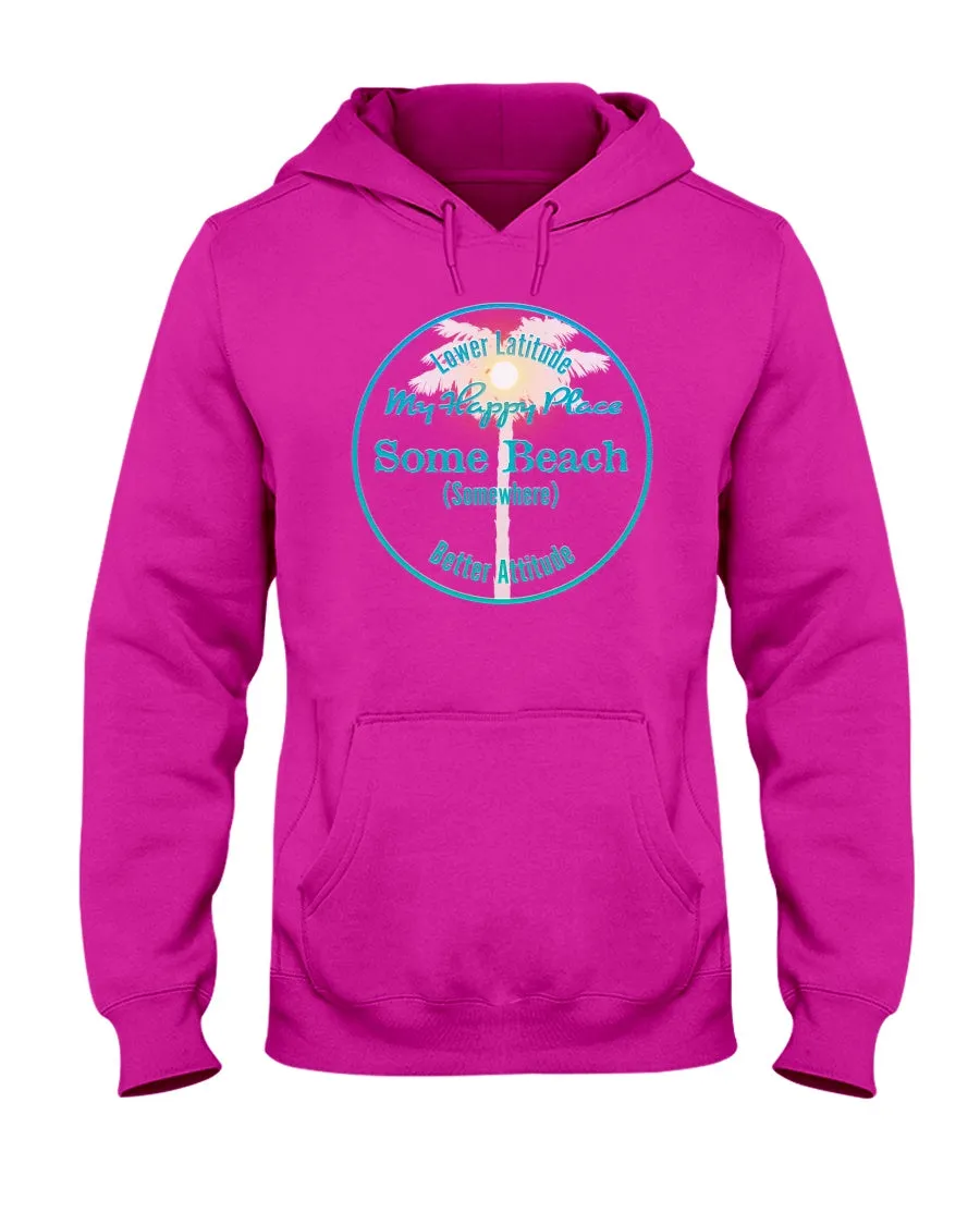 Unisex Some Beach Is My Happy Place Sunshine Palm Fleece Hoodie