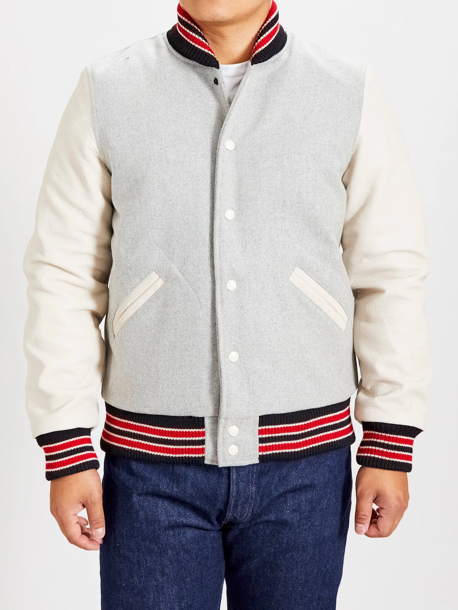 Varsity Jacket in Light Oxford Milk