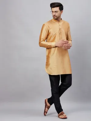 VASTRAMAY Men's Rose Gold Silk Blend Kurta