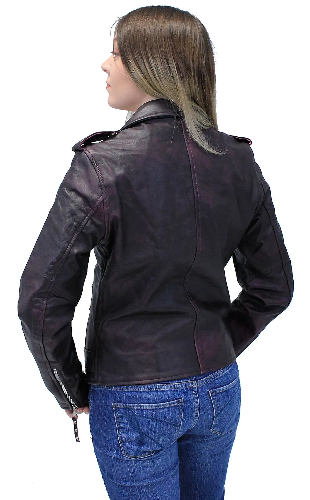 Vintage Purple Leather Motorcycle Jacket #LA6832117P