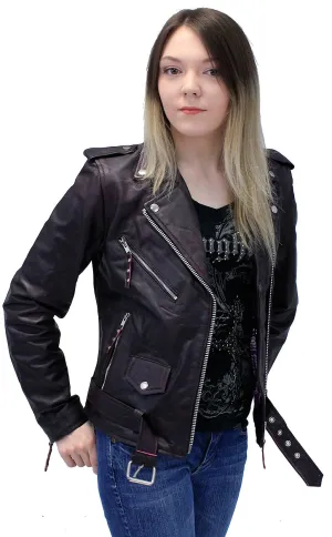 Vintage Purple Leather Motorcycle Jacket #LA6832117P