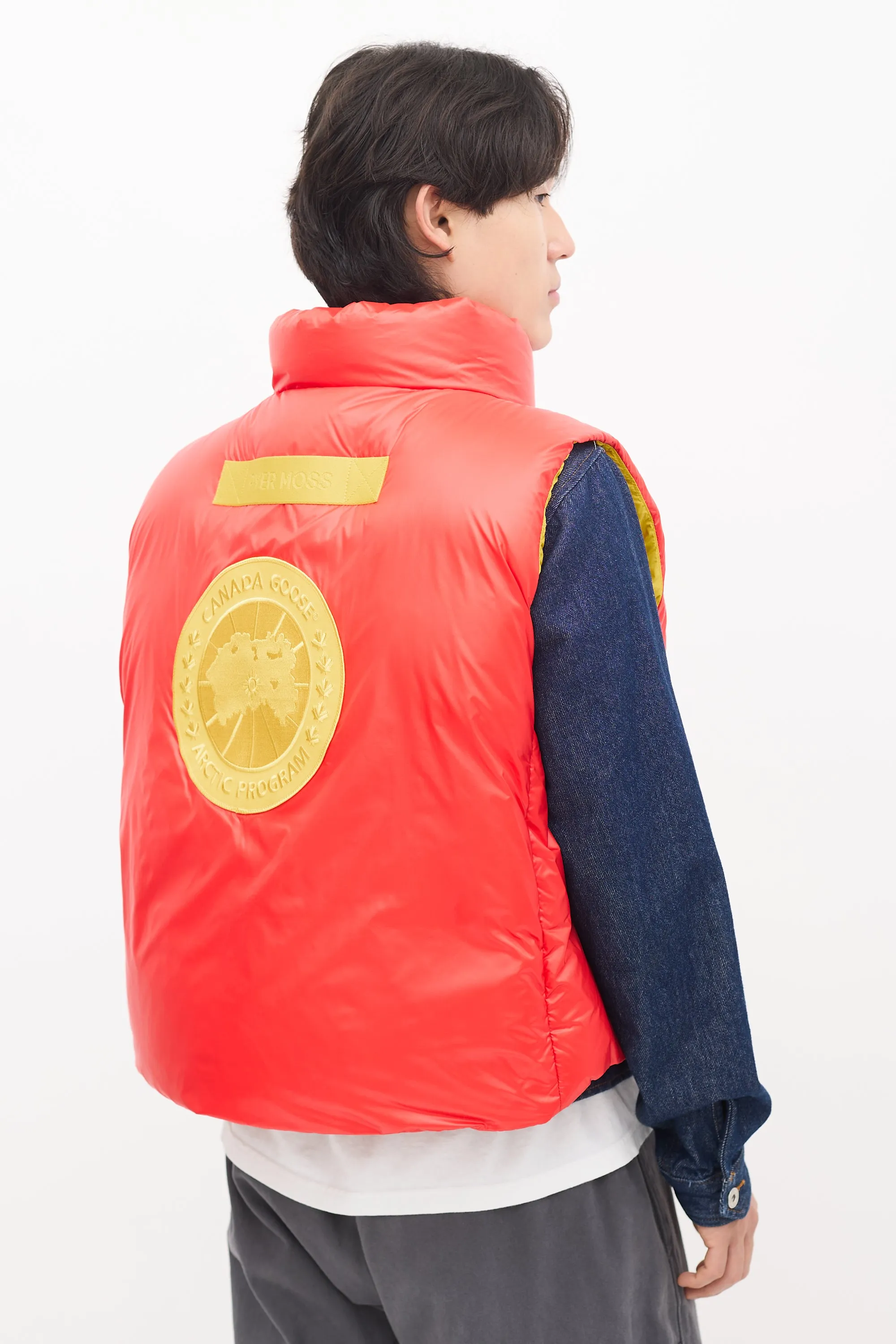 X Pyer Moss Red & Yellow Down Puffer Vest