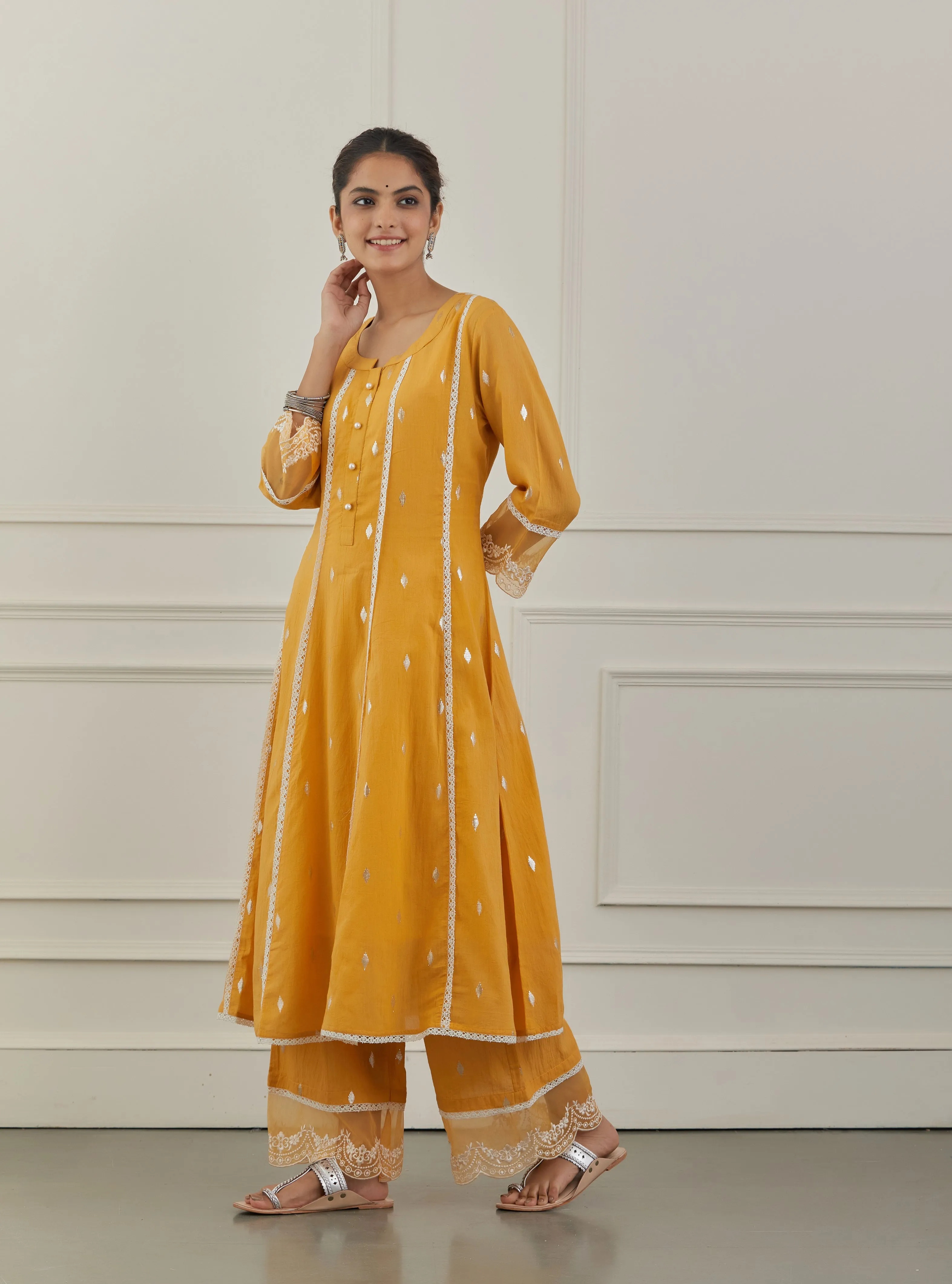 YELLOW EMBRIODERY COTTON SUIT  - Set of 3